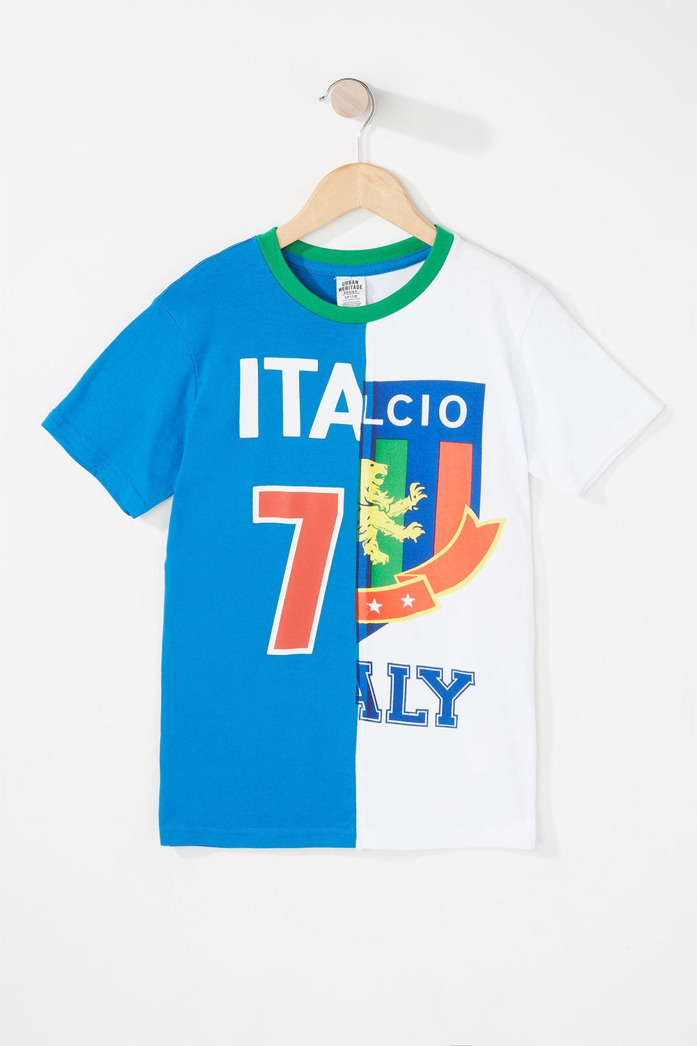 Kids T-shirt à imprimé World Cup Italy avec encolure dégagée pour garçon Bleu