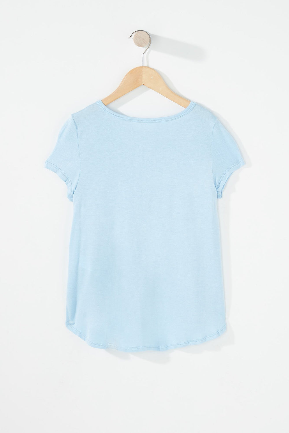 Kids T-shirt avec motif de cage et encolure arrondie pour fille Bleu