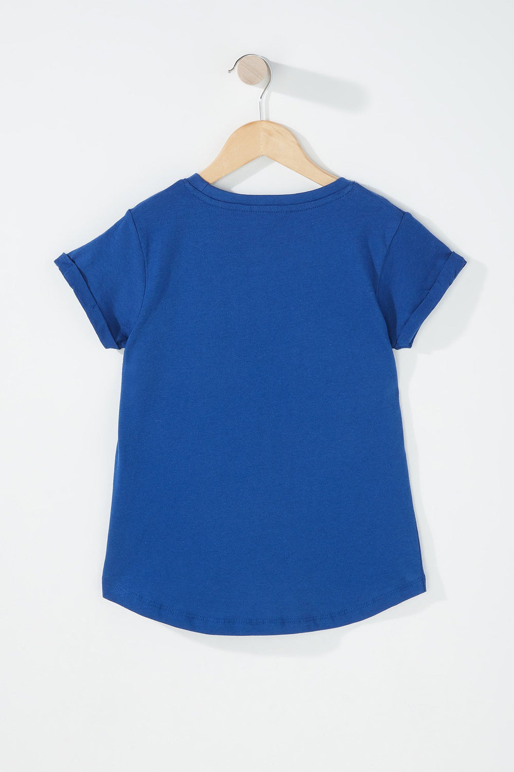 Kids T-shirt avec poche et ourlet arrondi pour fille Bleu