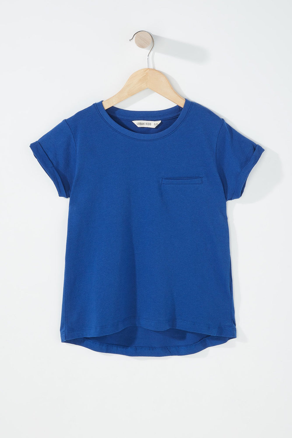 Kids T-shirt avec poche et ourlet arrondi pour fille Bleu