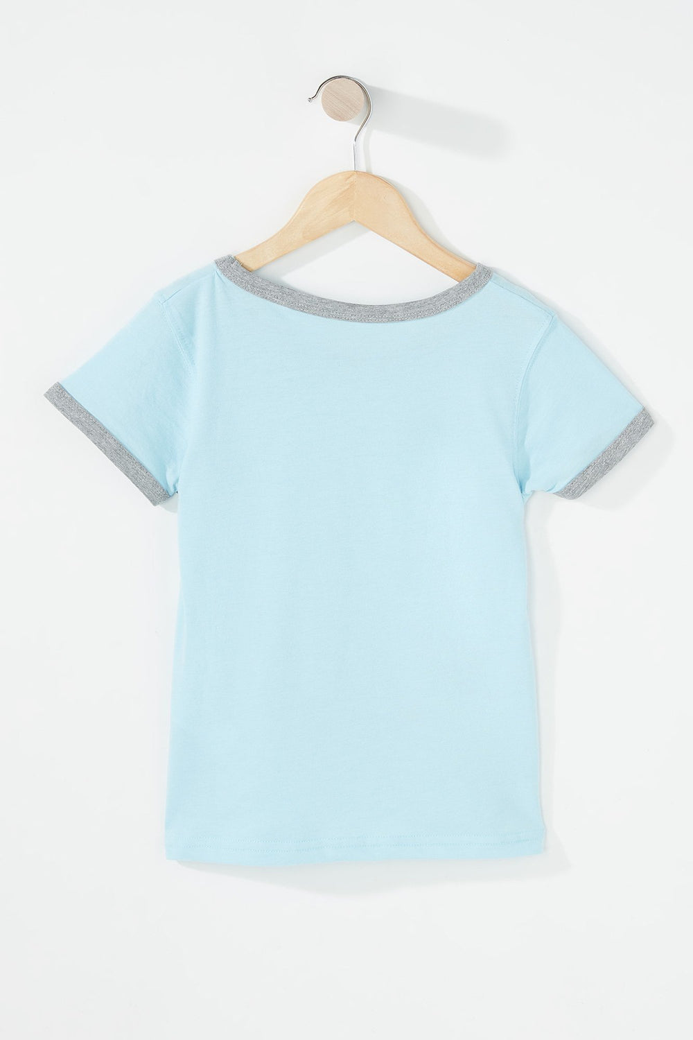 Kids T-shirt imprimé à liséré contrastant pour fille Bleu