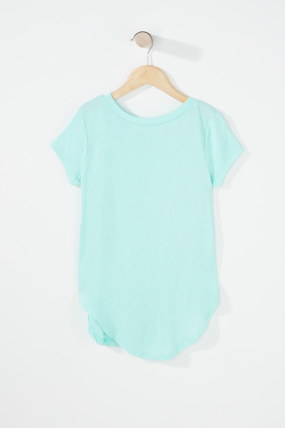 Kids T-shirt léger à ourlet arrondi pour fille Bleu