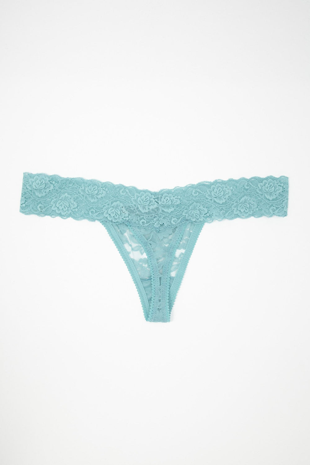 Women Floral Lace Thong Blue