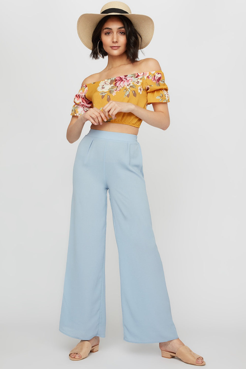 Women High-Rise Lightweight Palazzo Pant Blue