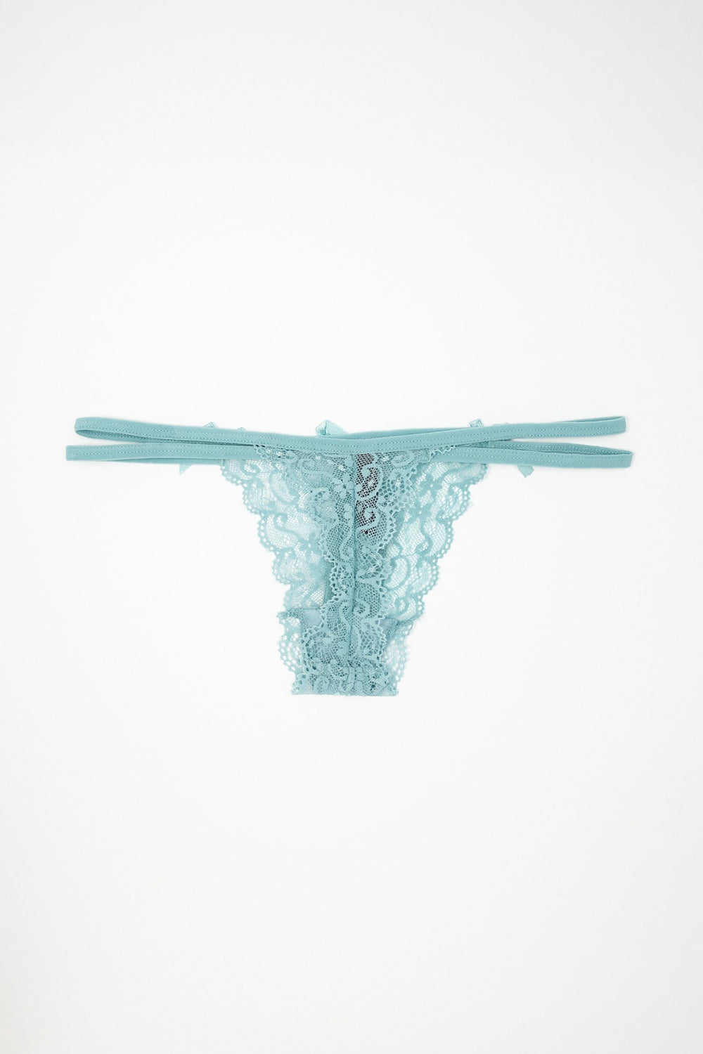 Women Lace-Up Lace Thong Blue