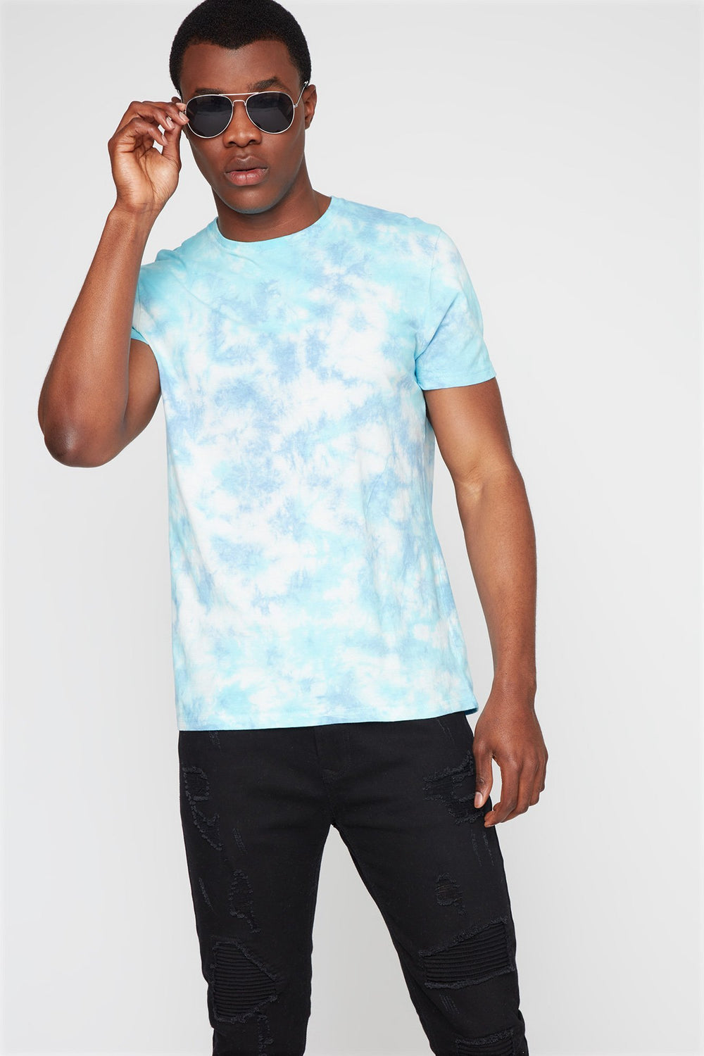 Men Blue Tie-Dye T-Shirt Blue