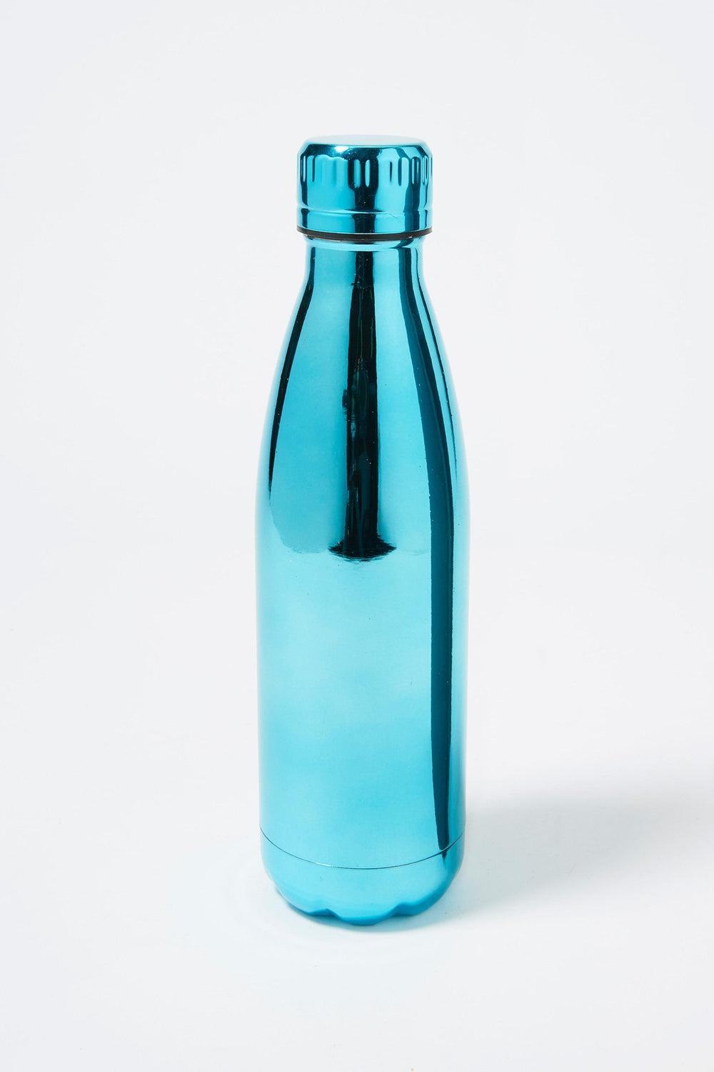 Women Chrome Metallic Water Bottle Blue
