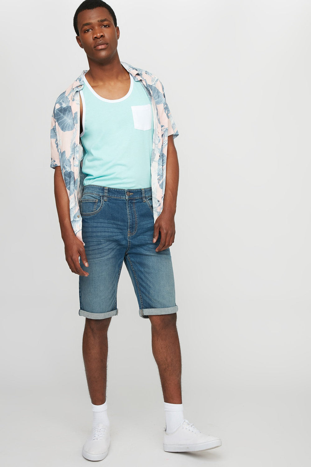 Men Coloured Pocket Ringer Tank Blue