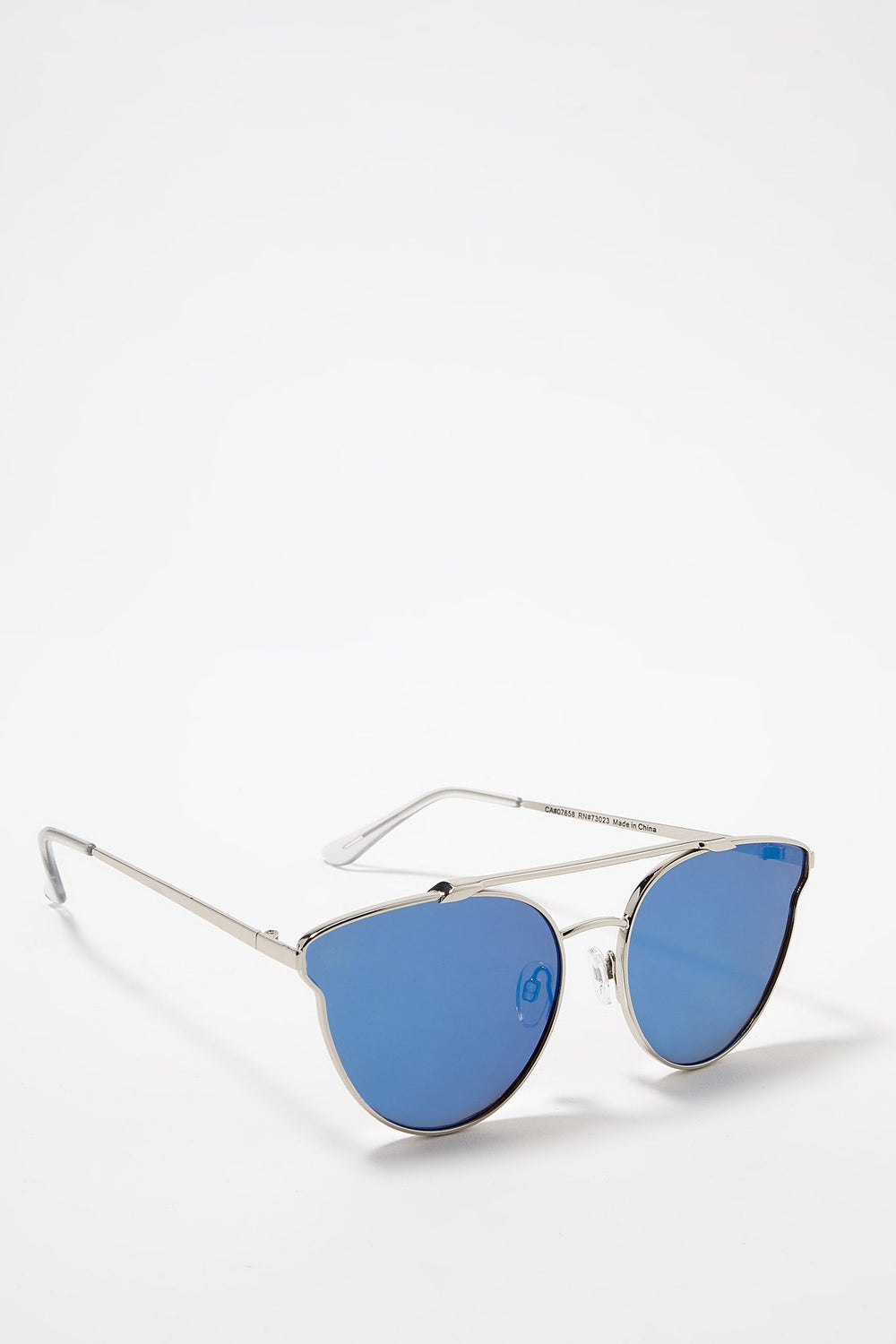 Women Round Clubmasters Cateye Sunglasses With Brow Bar Blue