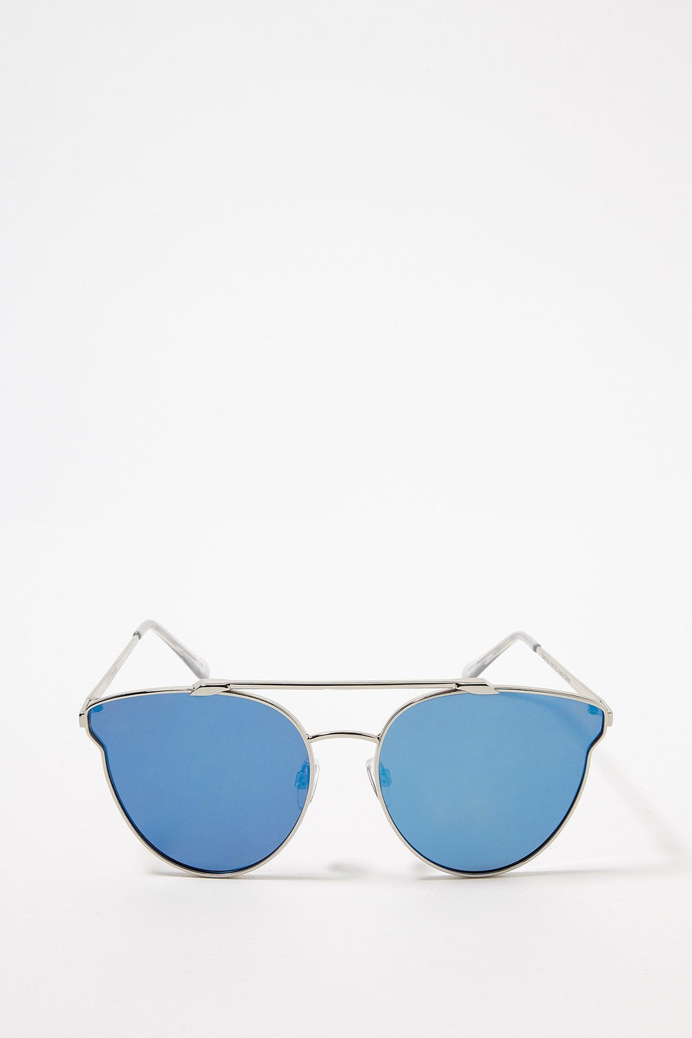 Women Round Clubmasters Cateye Sunglasses With Brow Bar Blue