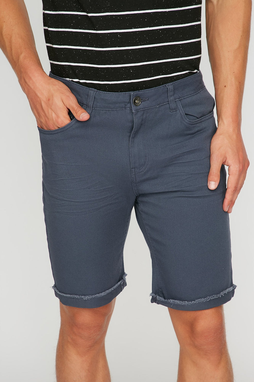 Men Skinny Cuffed Denim Short Blue