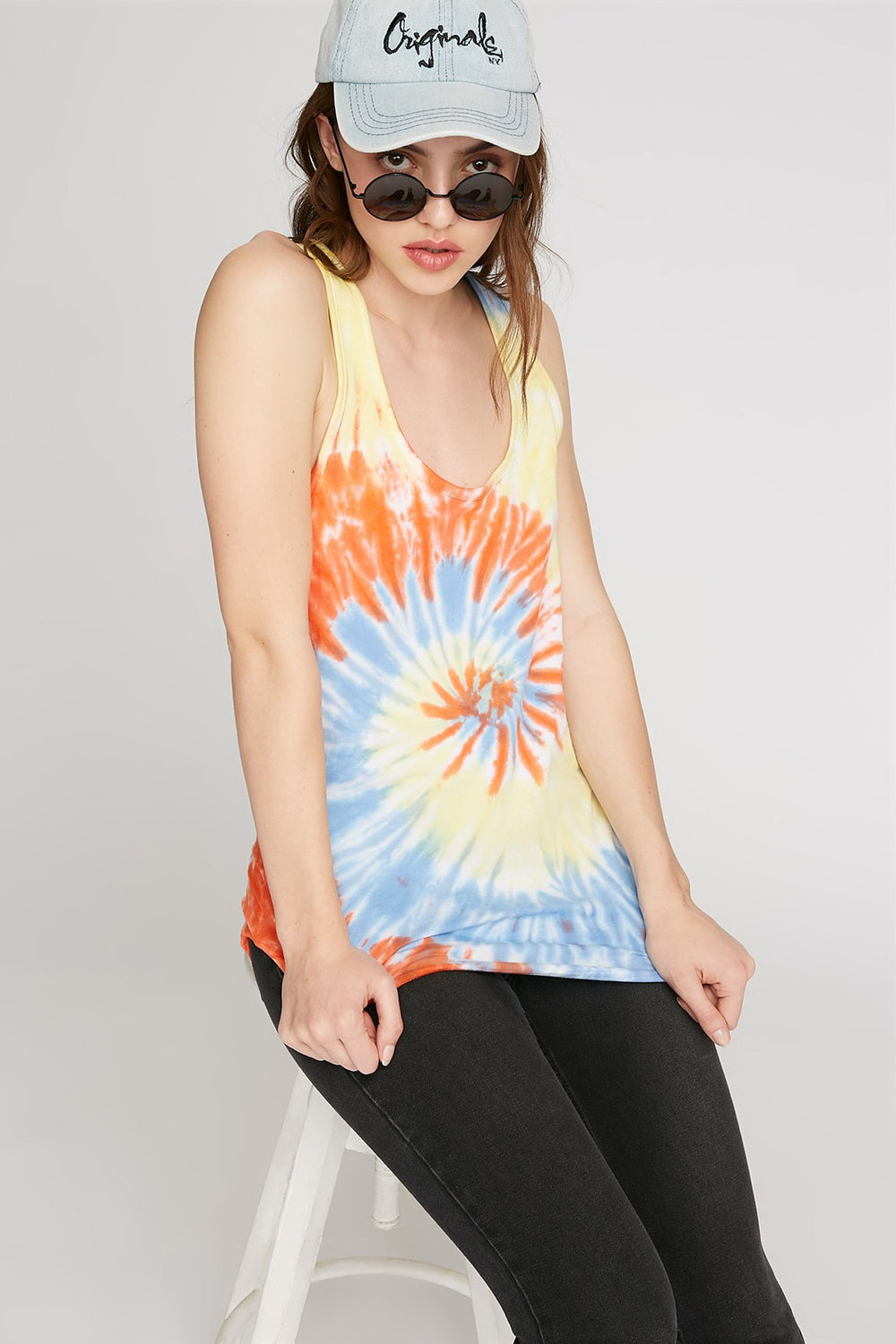 Women Tie-Dye Racerback Tank Blue