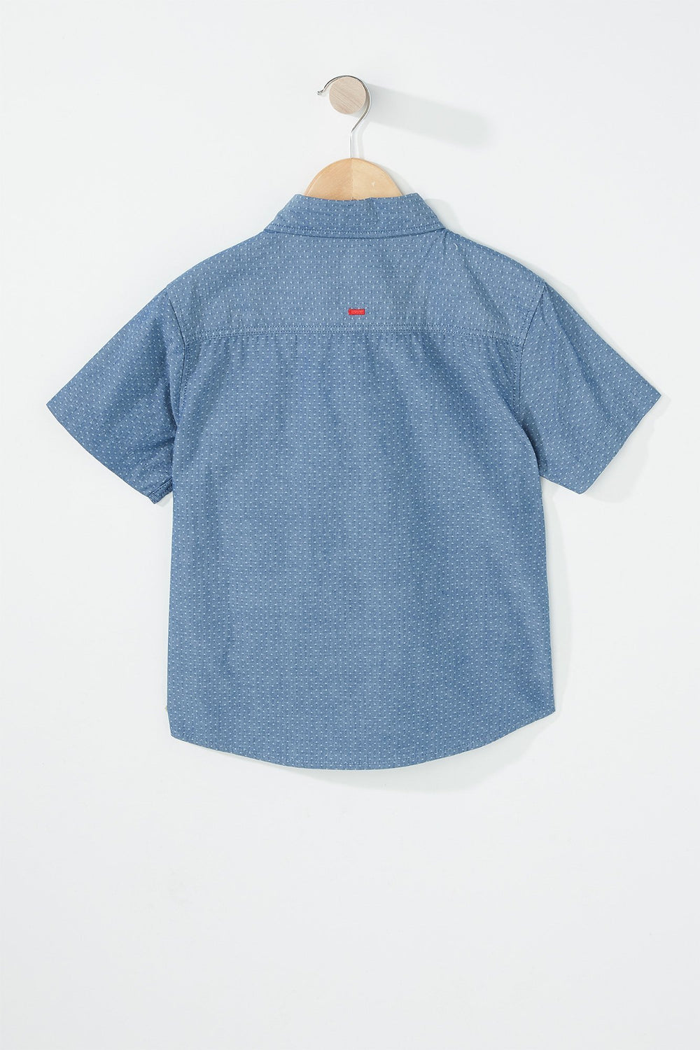 Kids Boys Button-Up Polka Dot Short Sleeve Shirt Blue