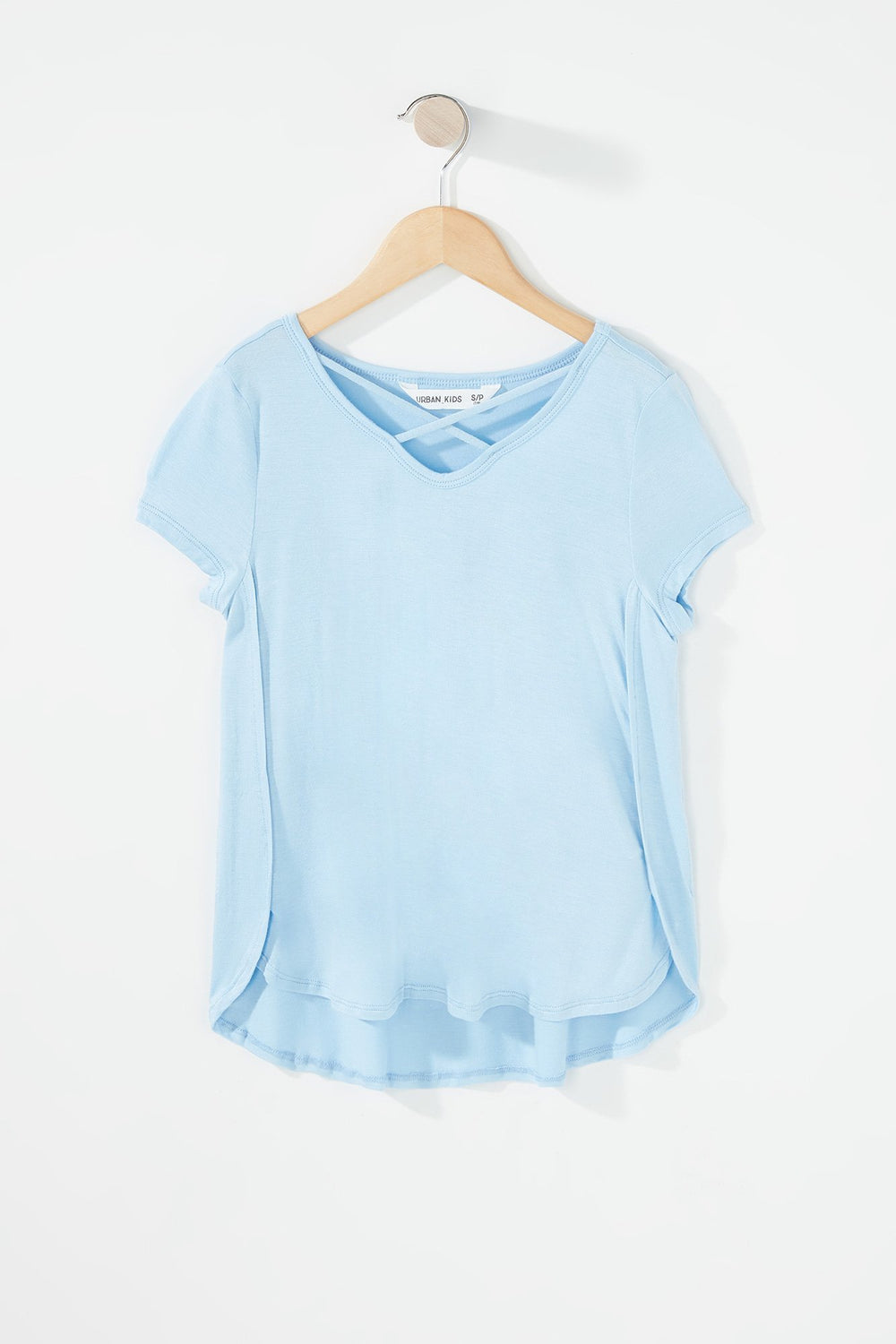Kids Girls Caged Scoop Neck T-Shirt Blue