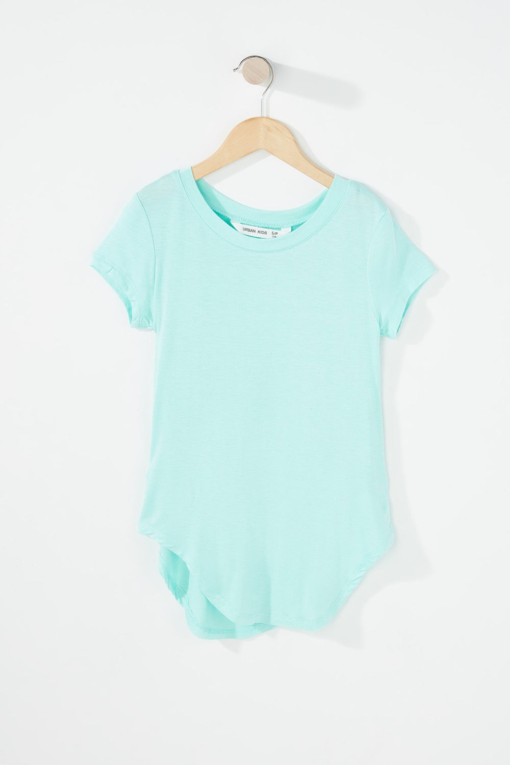 Kids Girls Dolphin Hem Lightweight T-Shirt Blue
