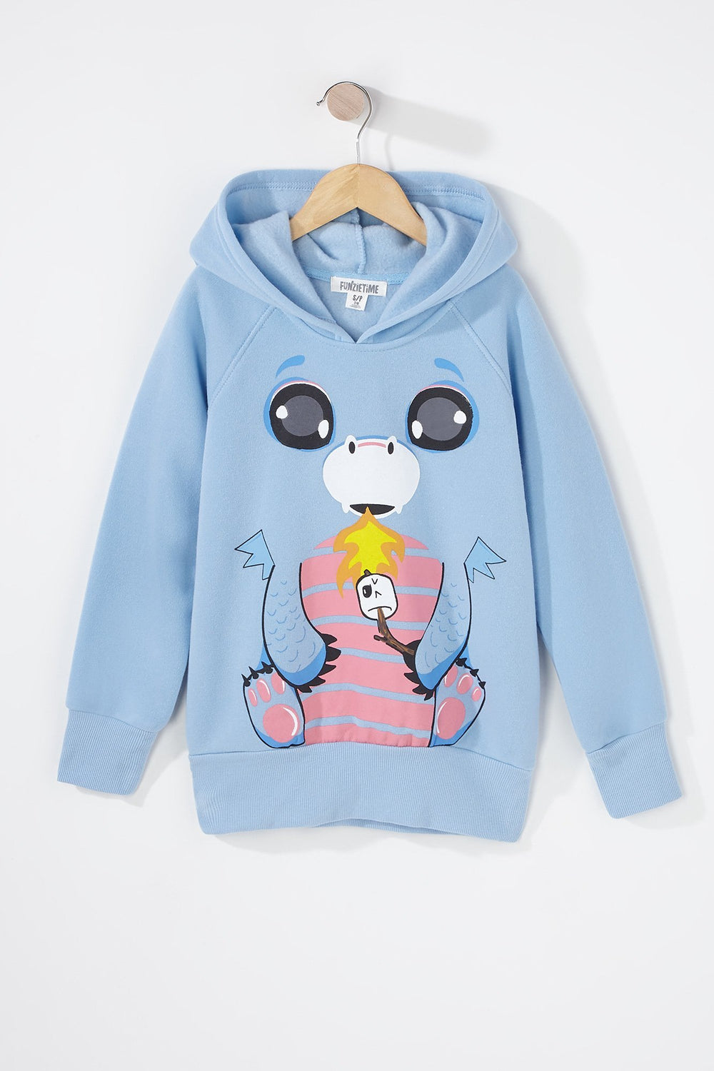 Kids Girls Dragon Character Popover Hoodie Blue