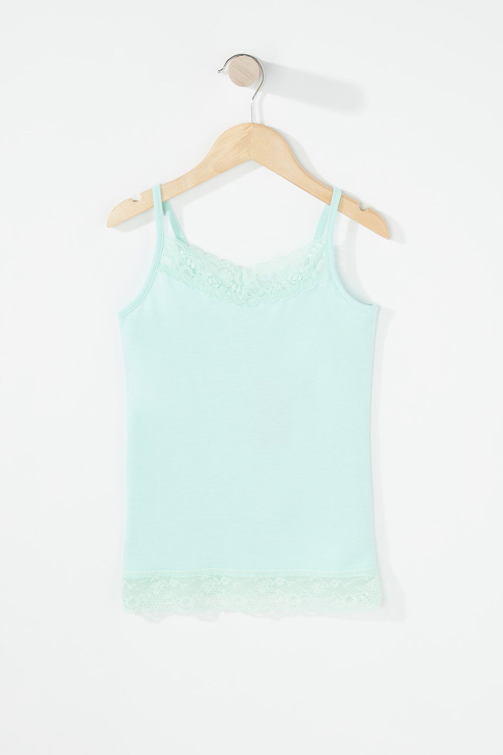 Kids Girls Lace Ribbed Camisole Blue