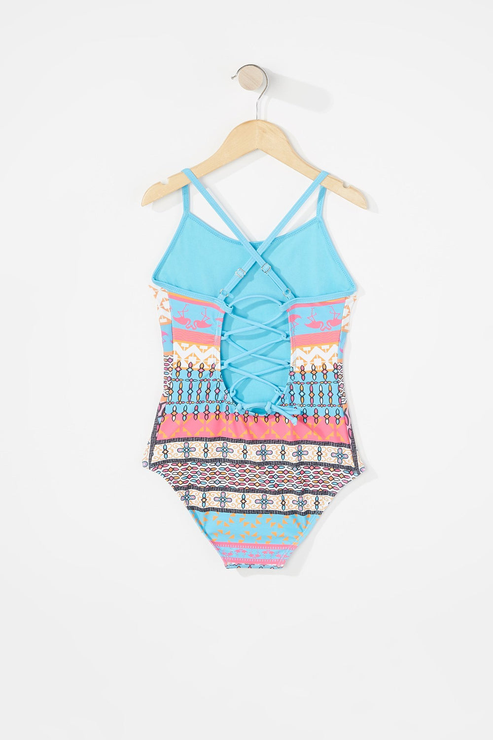 Kids Girls Tribal One-Piece Swimsuit Blue