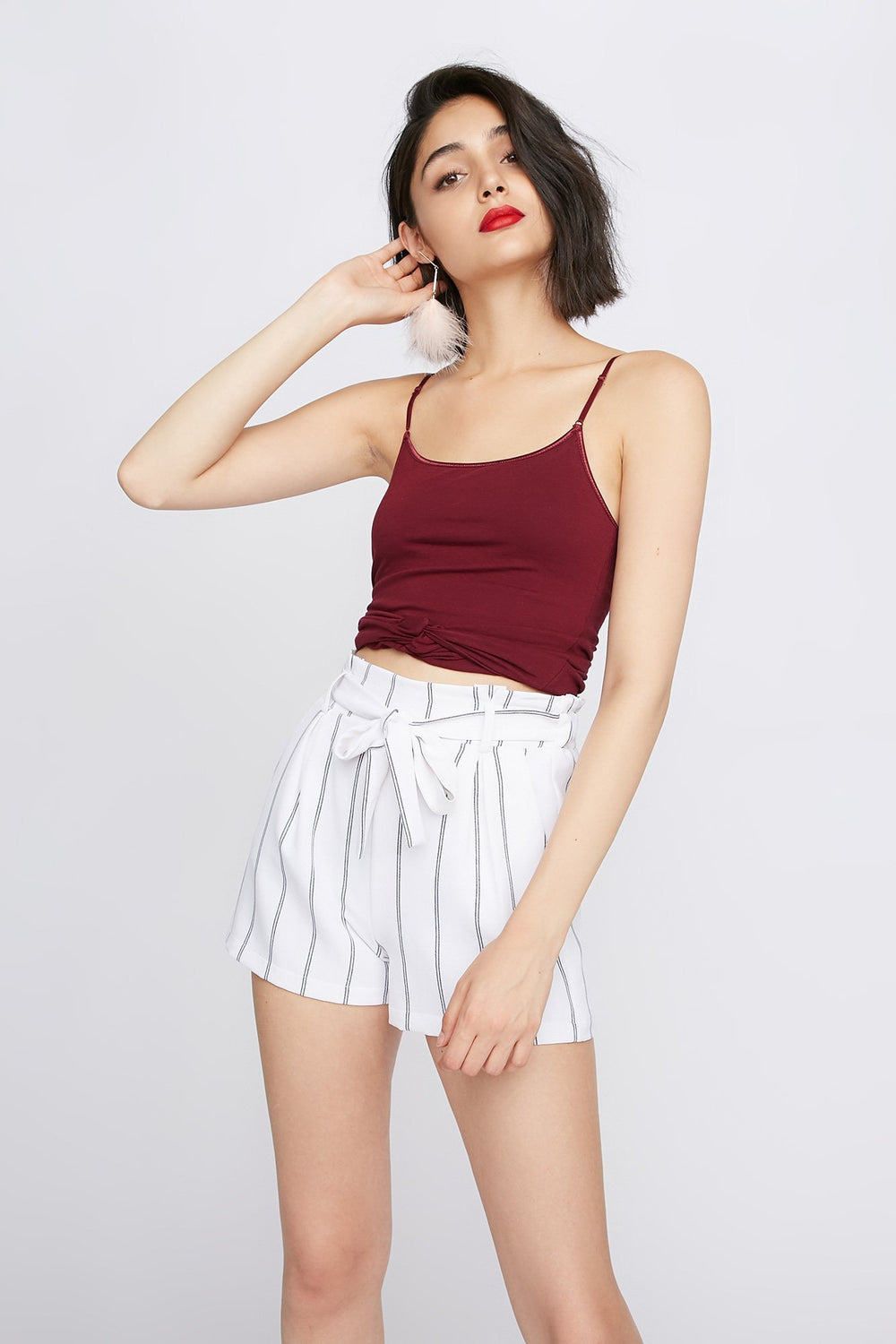 Women Camisole de base super extensible Bourgogne