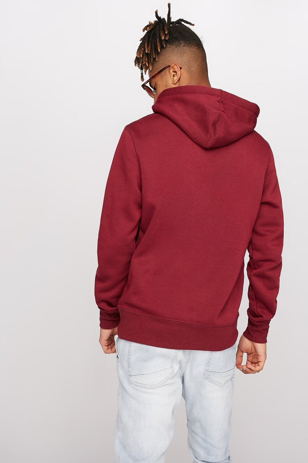 Men Haut henley à capuchon à enfiler avec taille coulissante Bourgogne