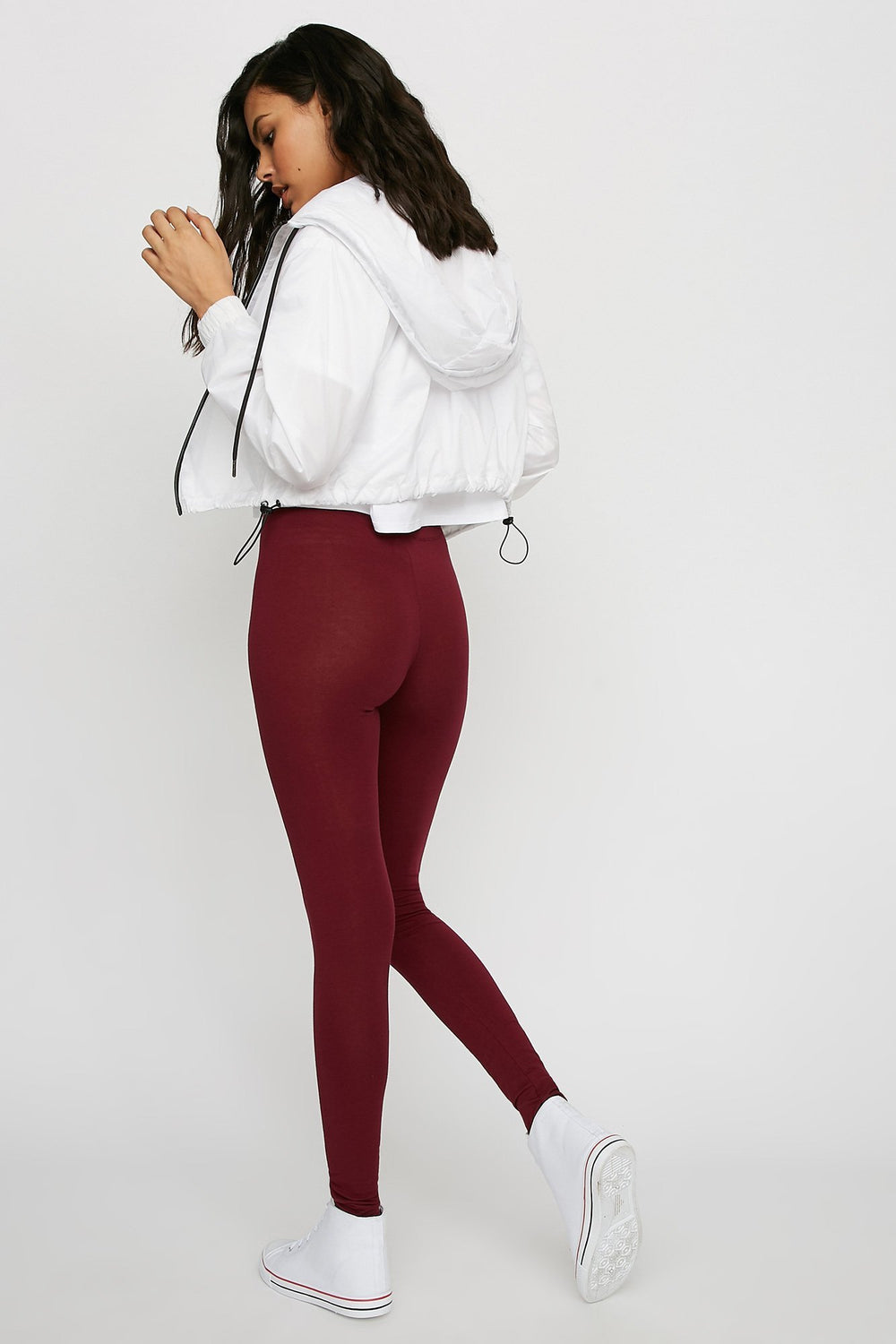 Women Legging étroit doux à taille haute Bourgogne