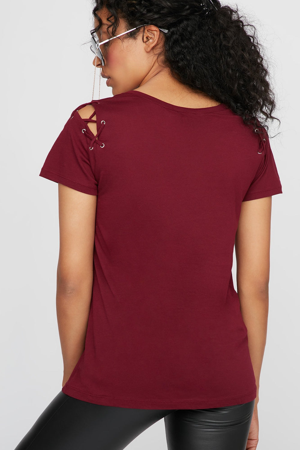 Women T-shirt à épaules dénudées Bourgogne