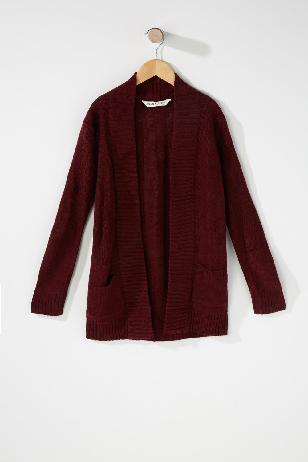 Kids Cardigan ouvert en tricot avec poches pour fille Bourgogne