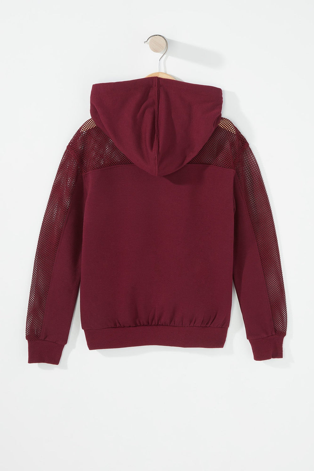 Kids Haut à capuchon à enfilet en filet imprimé avec taille coulissante pour fille Bourgogne