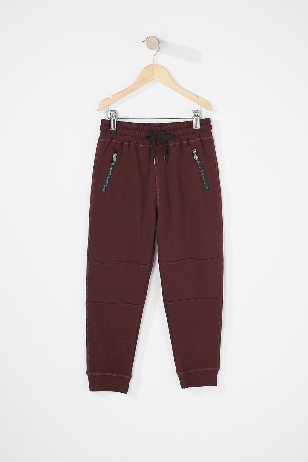 Kids Pantalon de jogging en molleton avec fermeture à glissière et taille coulissante pour garçon Bourgogne
