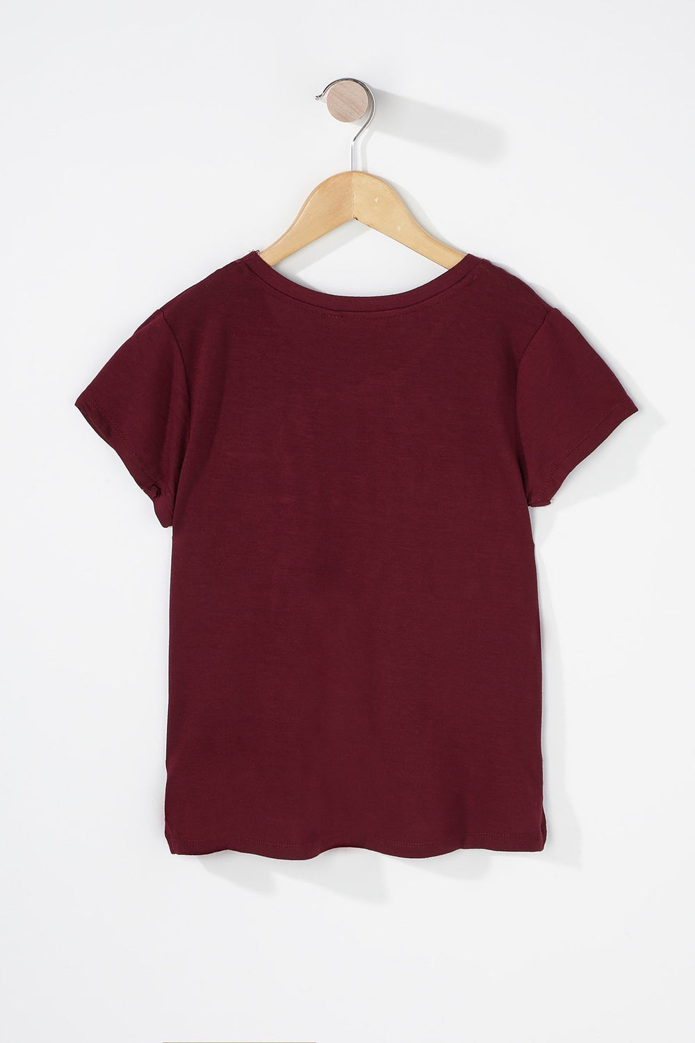 Kids T-shirt de base asymétrique avec poche à encolure arrondie pour fille Bourgogne