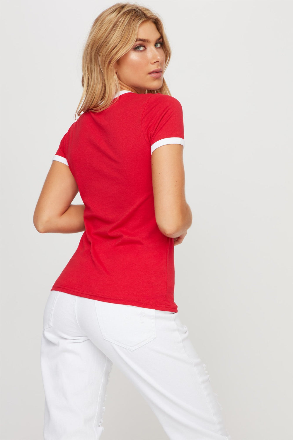 Women Canada Graphic Ringer T-Shirt Bright Red