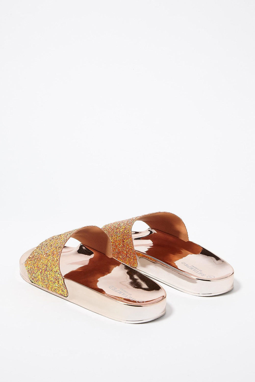Women Glitter Band Electro Slider Sandal Bronze
