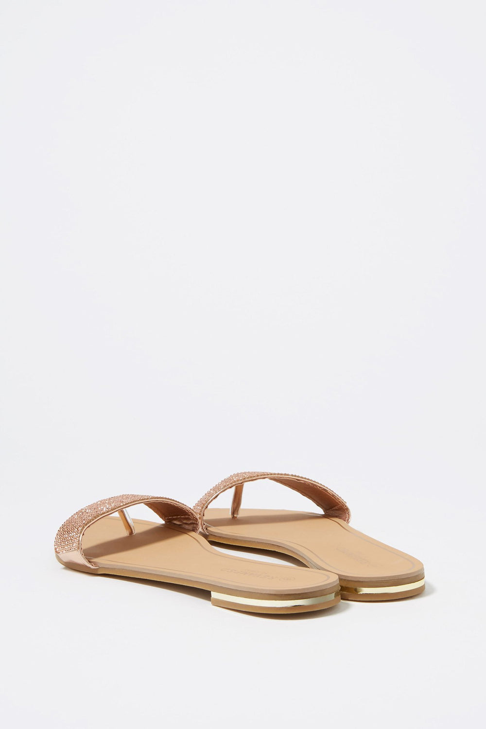 Women Rhinestone Banded Slip-On Sandal Bronze