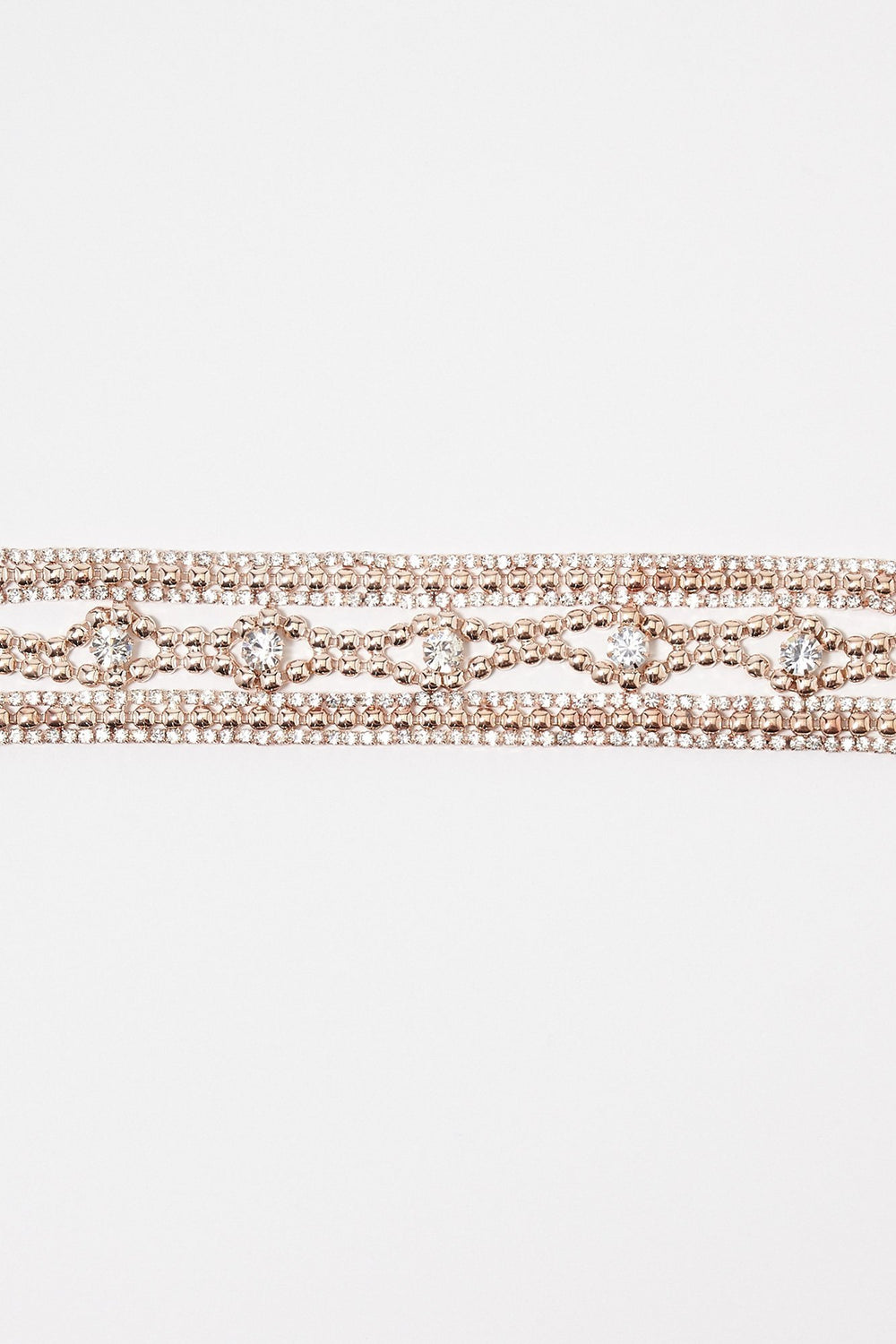 Women Chain-Link Rhinestone Choker Bronze