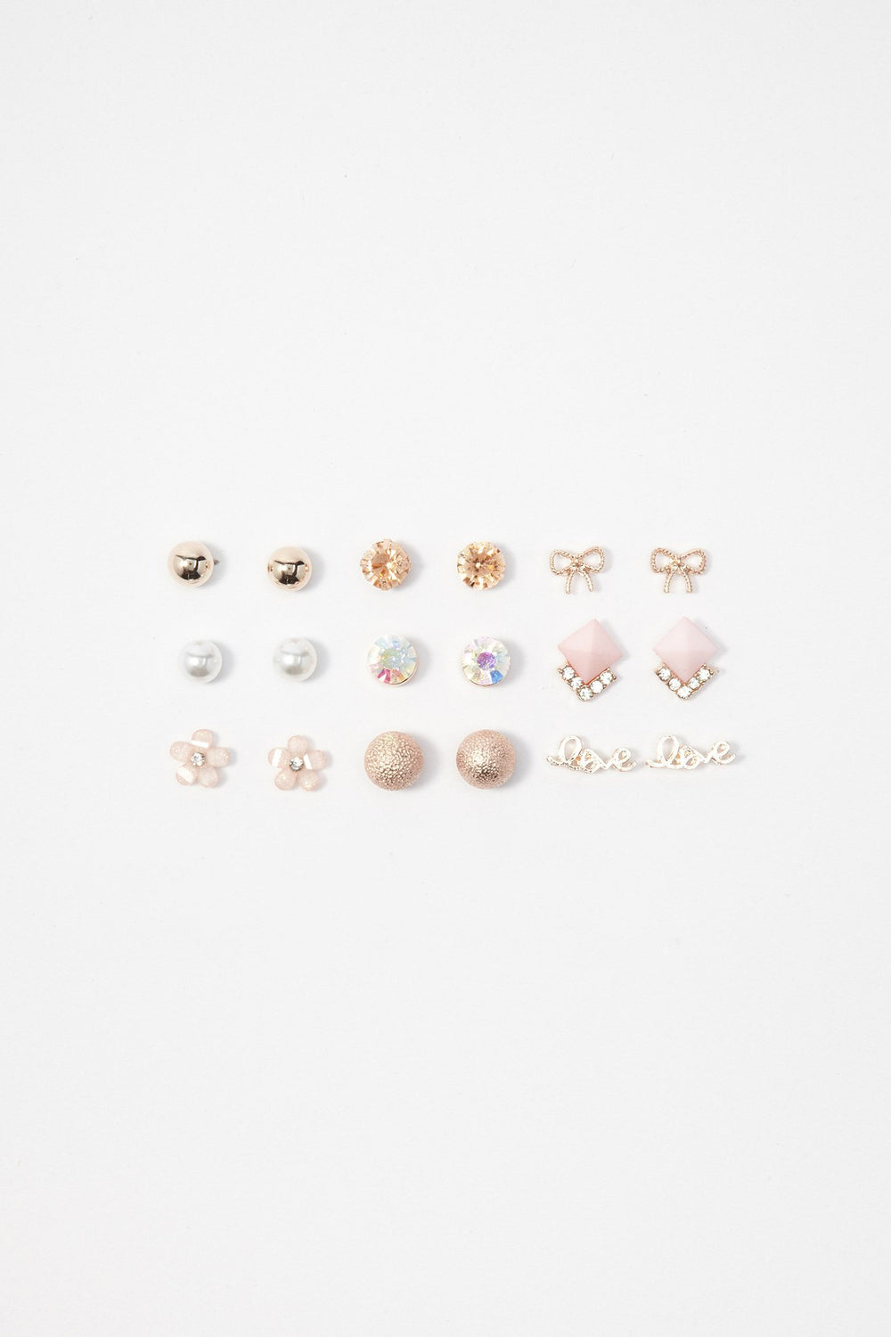 Women Clous d'oreilles boucles et fleurs (9 paires) Bronze