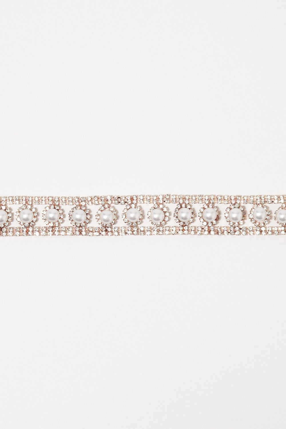 Women Collier ras du cou avec perles et pierres du Rhin Bronze
