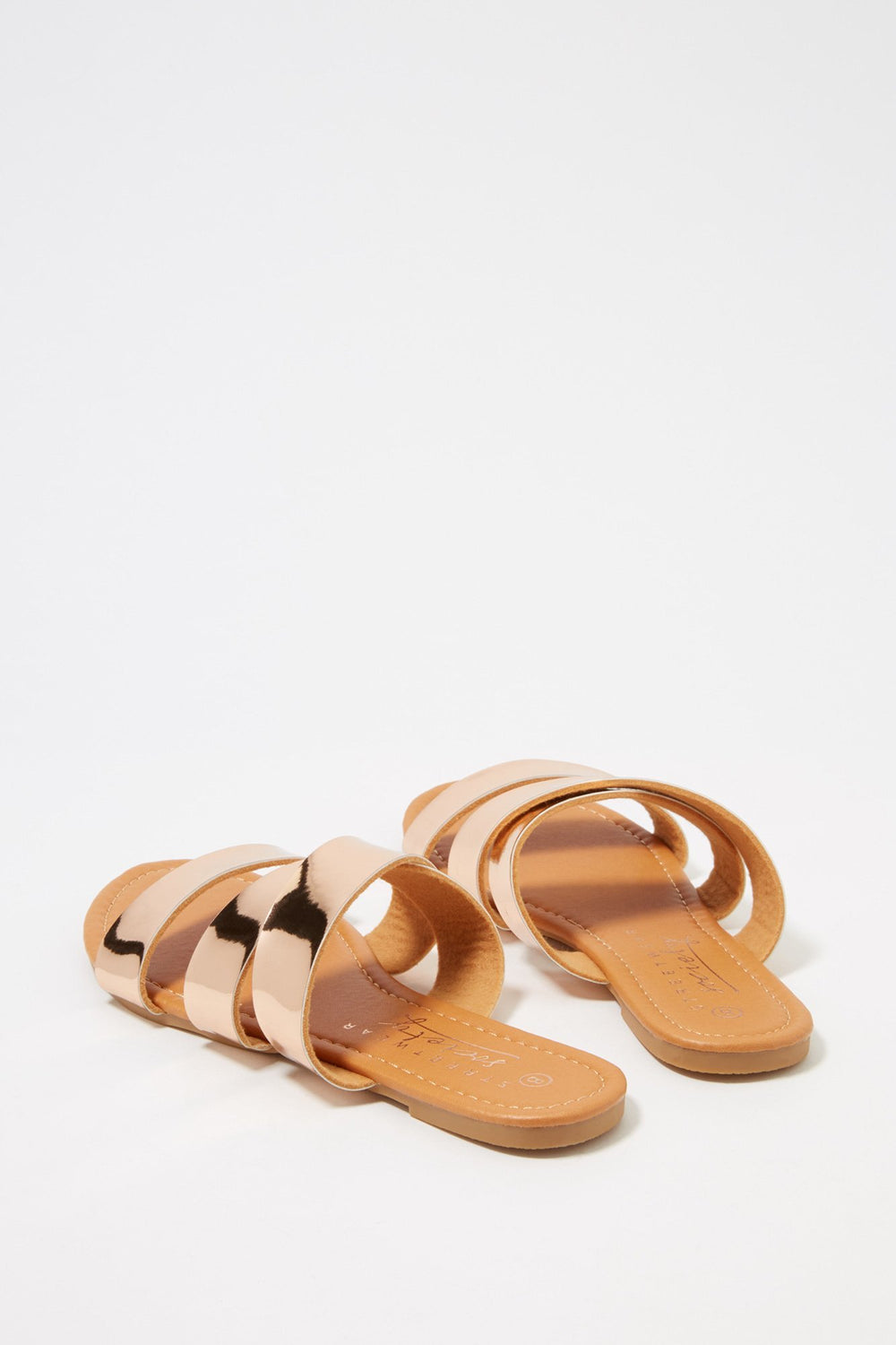 Women Crisscross Double Banded Slip-On Sandal Bronze