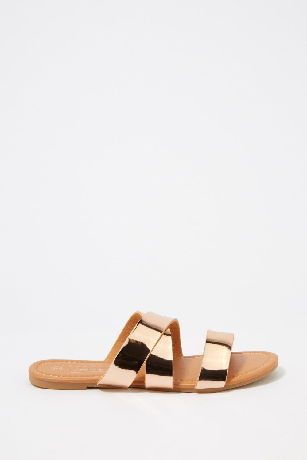 Women Crisscross Double Banded Slip-On Sandal Bronze