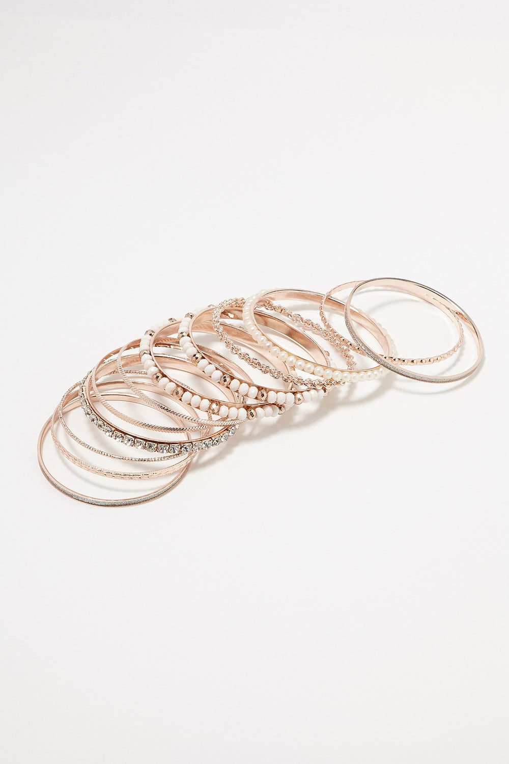 Women Ensemble de bracelets scintillants avec perles et pierres du Rhin (12 unités) Bronze
