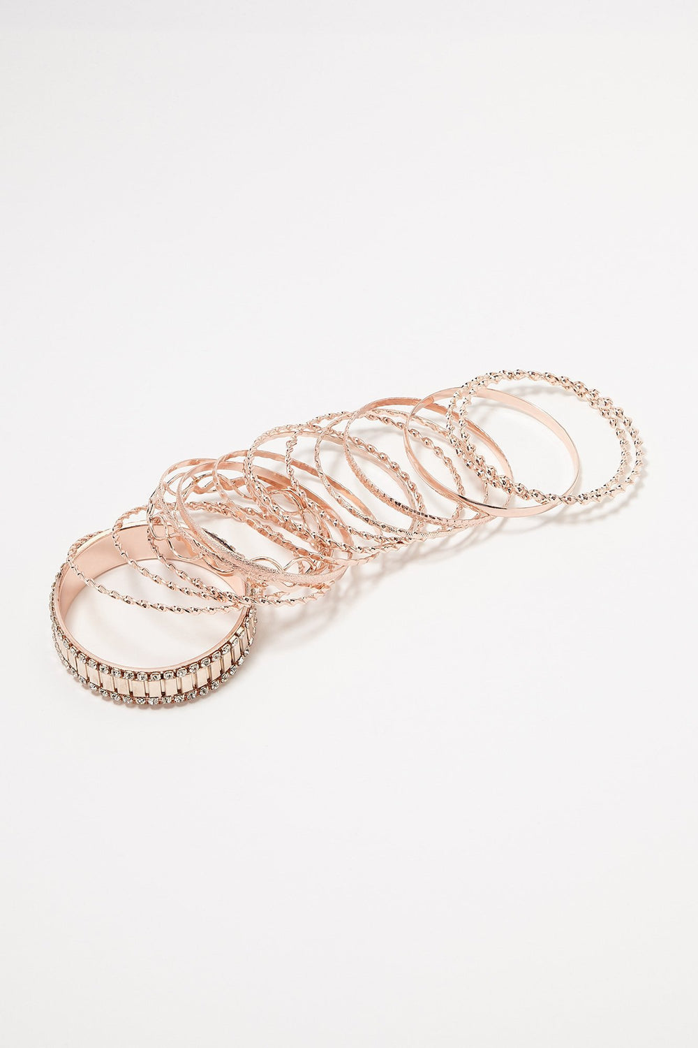 Women Ensemble de bracelets torsadés et avec pierres du Rhin (18 unités) Bronze