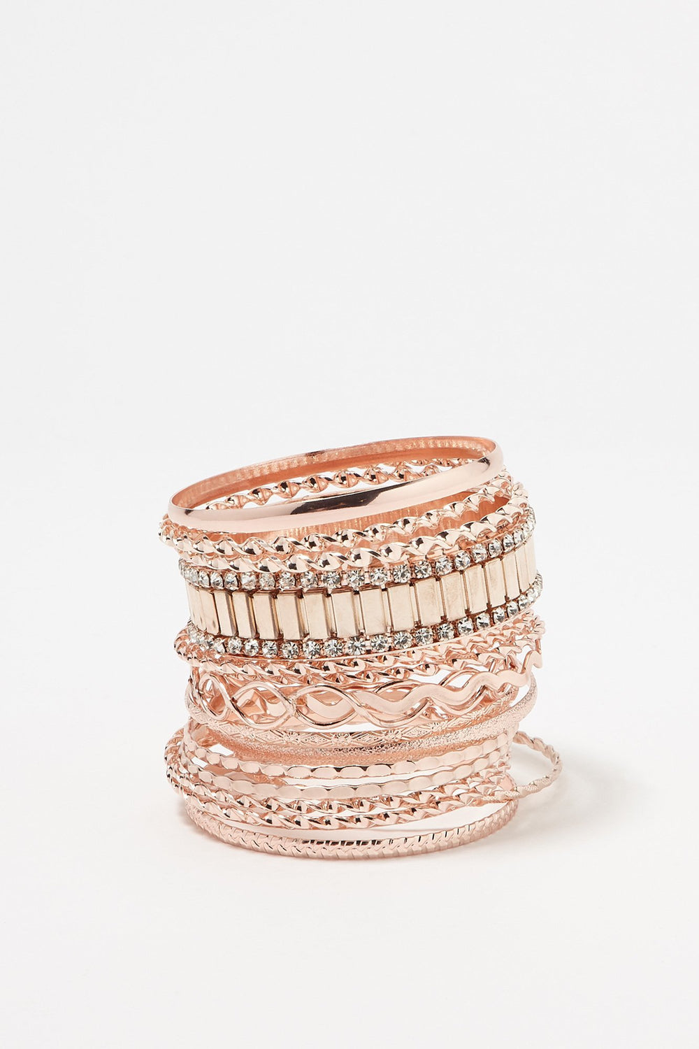 Women Ensemble de bracelets torsadés et avec pierres du Rhin (18 unités) Bronze