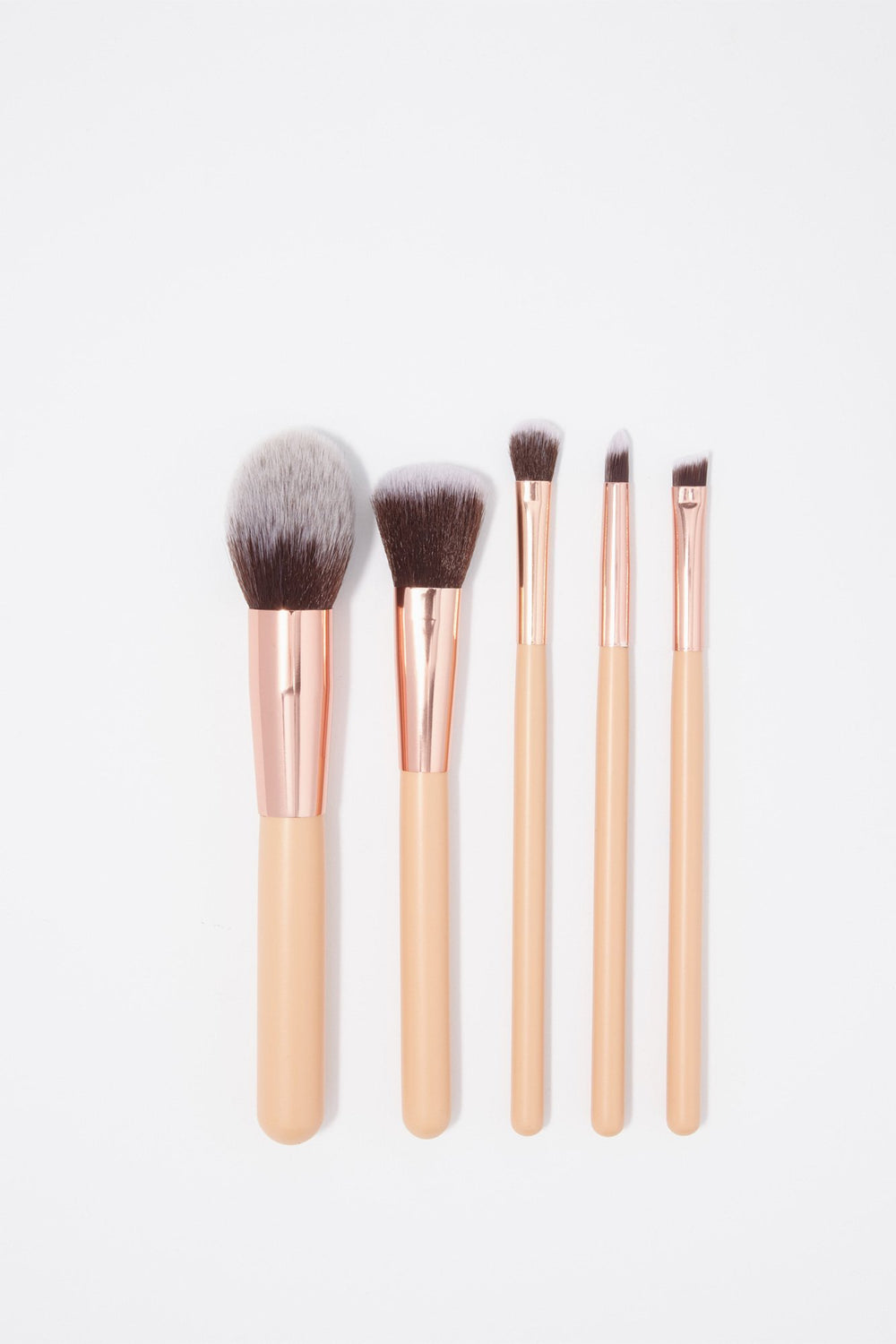 Women Ensemble de pinceaux à maquillage en bois rose doré (5 unités) Bronze