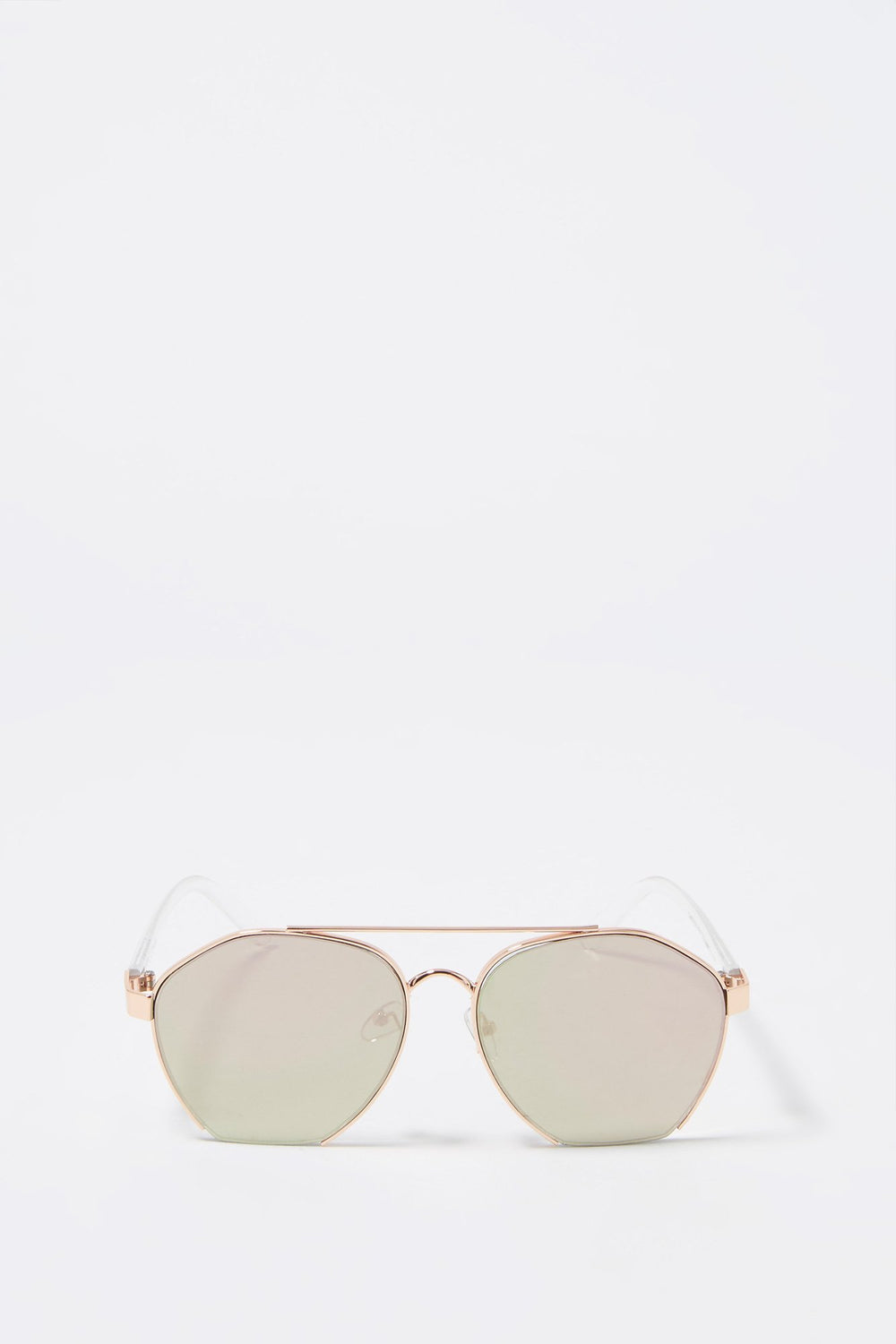 Women Geometric Curved Aviator Sunglasses Bronze