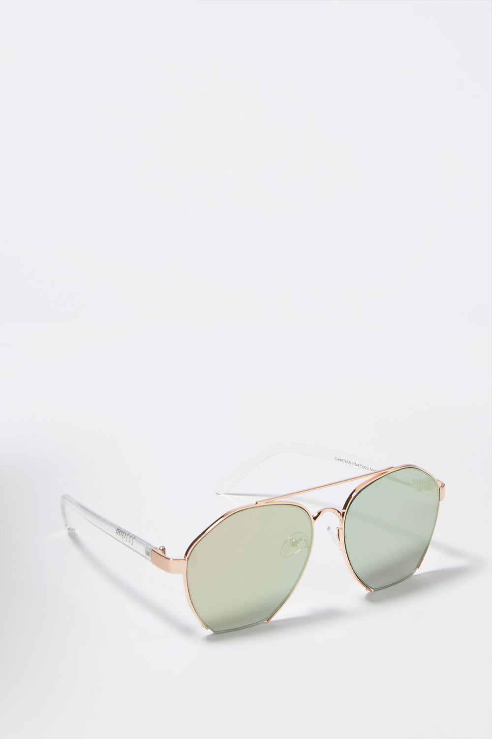Women Lunettes de soleil aviateur à monture géométrique incurvée Bronze