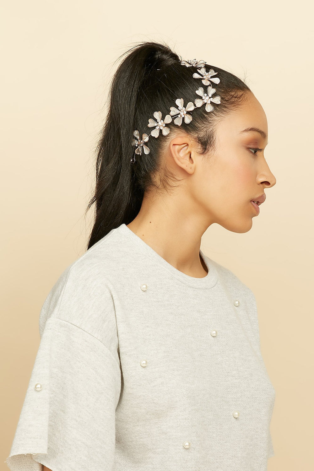 Women Metal Floral Hair Ornament Bronze