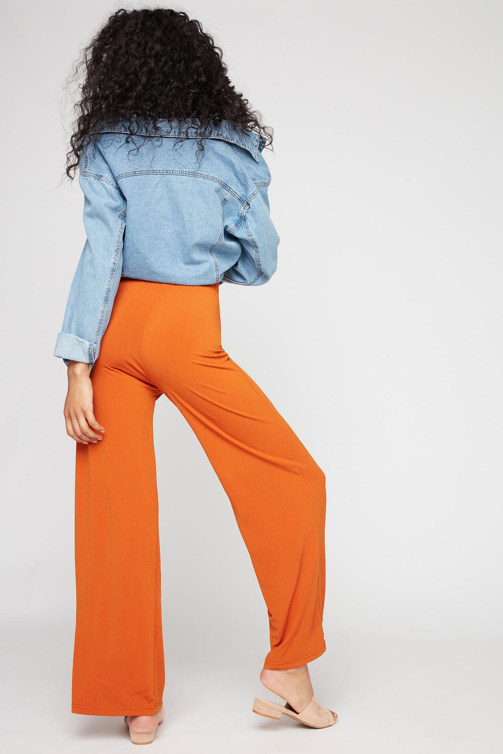 Women High-Rise Pull-On Wide-Leg Pant Brown