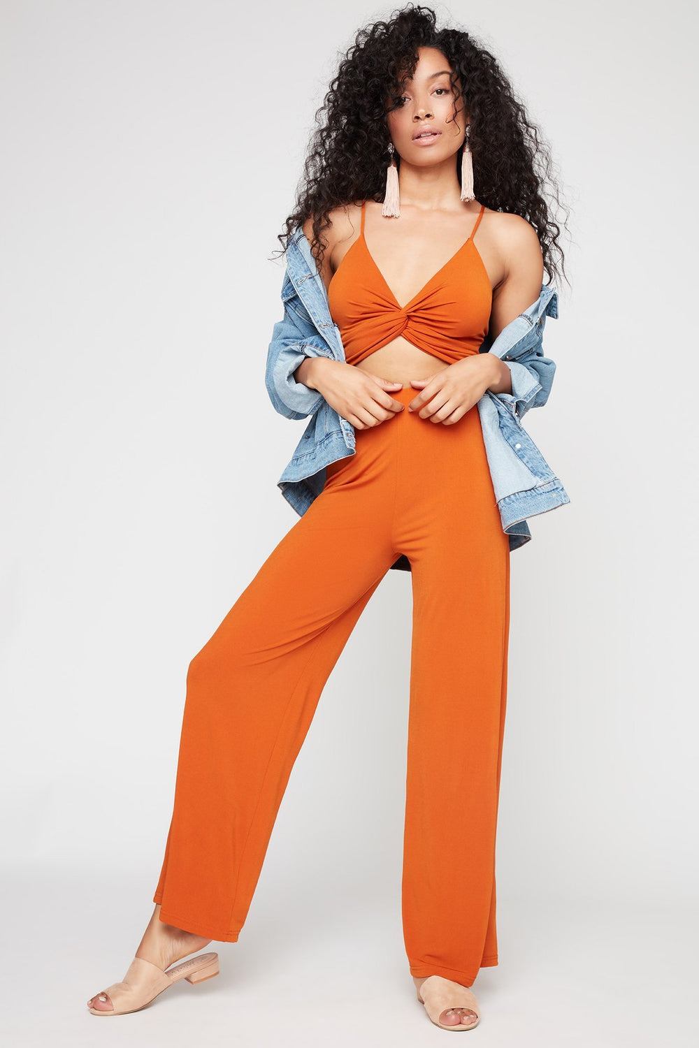 Women High-Rise Pull-On Wide-Leg Pant Brown