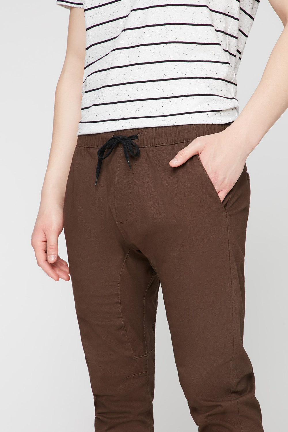 Men Brown Twill Drawstring Jogger Brown