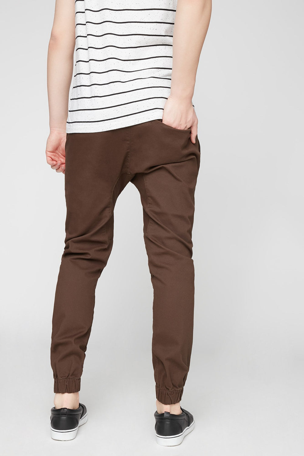 Men Brown Twill Drawstring Jogger Brown