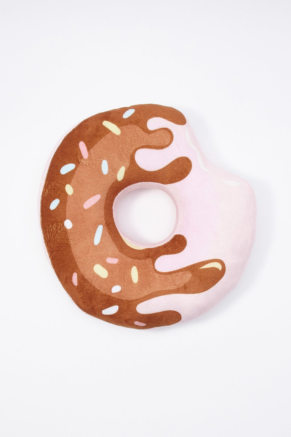 Women Donut Bite Plush Pillow Brown